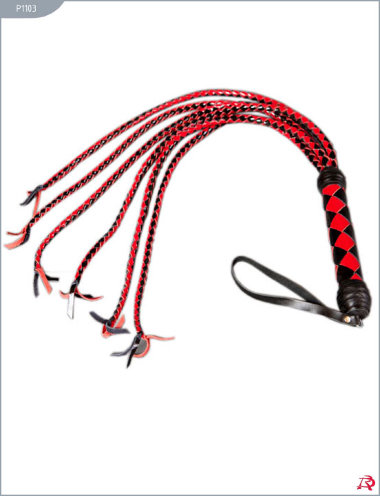 Плеть многохвостка, 6 хвостов, лакированная, чёрно-красная — Твой Каприз