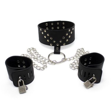 Широкий ошейник с наручниками на замках — Твой Каприз