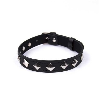 Эротический ошейник с клепками по всей длине — Твой Каприз