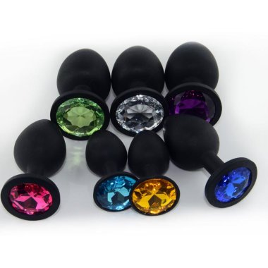 Силиконовая черная пробочка со стразой — Твой Каприз