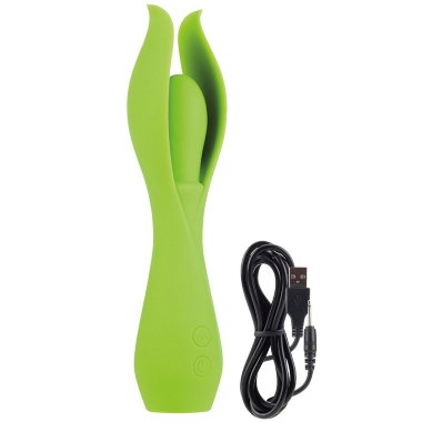 Вибромассажер с лепестками малый Lust by JOPEN L5 перезаряжаемый зеленый — Твой Каприз