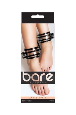 Оковы с карабином Bare Bondage чёрные с прозрачными вставками — Твой Каприз