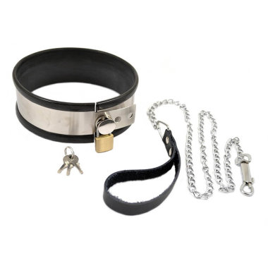 Металлический ошейник с поводком для раба — Твой Каприз