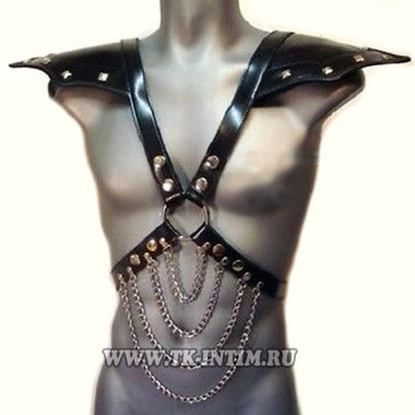 Садо мазо мужская сбруя с эполетами — Твой Каприз
