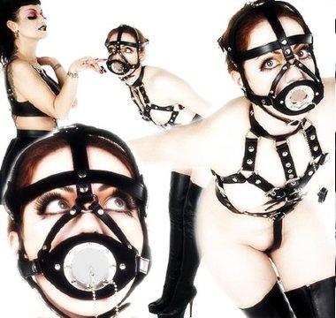 Маска на голову из ремней с кляпом-затычкой — Твой Каприз