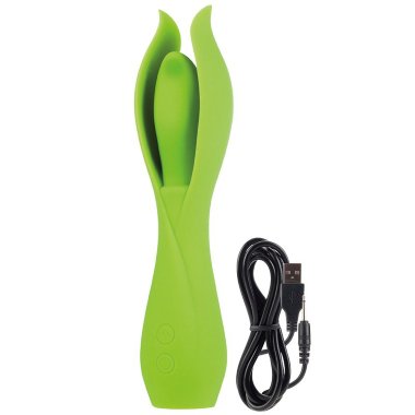 Вибромассажер с лепестками большой Lust by JOPEN L6 перезаряжаемый зеленый — Твой Каприз
