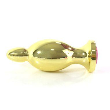 Анальный стимулятор золотого цвета со стразой в основании — Твой Каприз