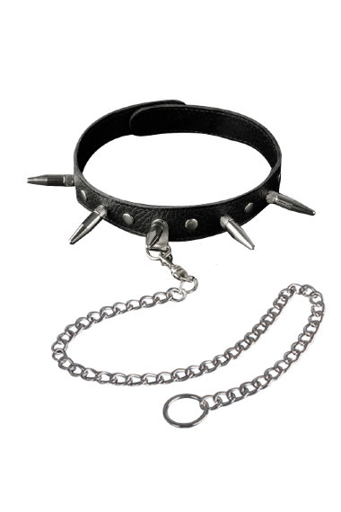 Кожаный БДСМ ошейник с металлическими шипами SITABELLA — Твой Каприз