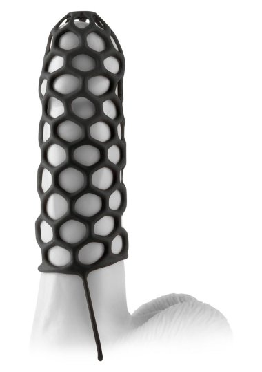 Насадка стимулирующая Silicone Warrior Cock Cage с кольцом на мошонку черная — Твой Каприз