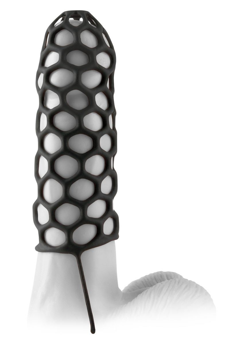 Насадка стимулирующая Silicone Warrior Cock Cage с кольцом на мошонку черная фото 1 — Твой Каприз