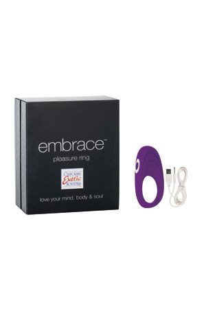 Перезаряжаемое эрекционное кольцо с вибро-стимулятором Embrace Pleasure Ring фиолетовое фото 1 — Твой Каприз