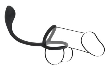 Эрекционное кольцо с утяжкой на мошонку с анальным плагом Black Velvets — Твой Каприз