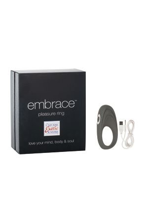 Перезаряжаемое эрекционное кольцо с вибро-стимулятором Embrace Pleasure Ring серое — Твой Каприз