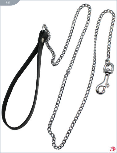 Поводок на кожаной ручке (длина цепи 800мм) — Твой Каприз