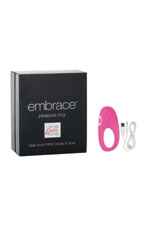 Перезаряжаемое эрекционное кольцо с вибро-стимулятором Embrace Pleasure Ring розовое — Твой Каприз