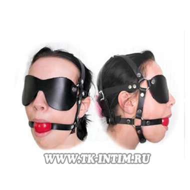 Сбруя на лицо с кляпом и шорами — Твой Каприз