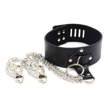 Ошейник с зажимами для сосков крокодилы — Твой Каприз