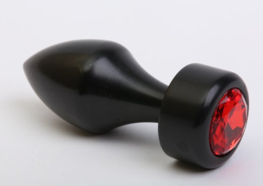 Анальная пробка металл черная со стразом — Твой Каприз