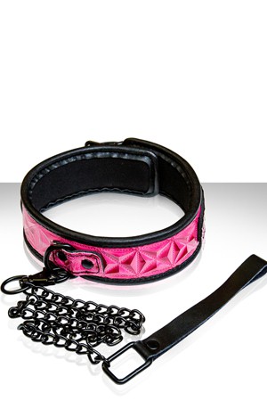 Ошейник SINFUL COLLAR с цепью-поводком розовый фото 1 — Твой Каприз