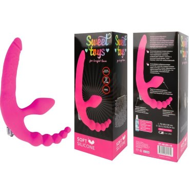 Анатомический безремневой страпон с анальным отростком и вибрацией SWEET TOYS — Твой Каприз