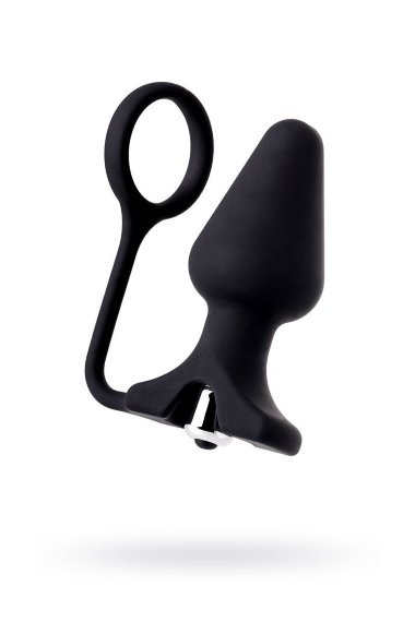 Чёрное эрекционное кольцо с анальной вибропробкой — Твой Каприз