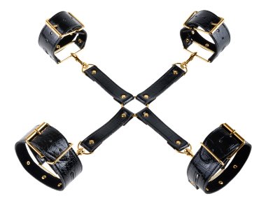 Фиксаторы Fetish Fantasy Gold Fantasy Hogtie черные с золотом — Твой Каприз