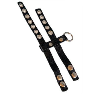 Двойное кожаное кольцо на пенис с креплением для поводка — Твой Каприз