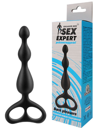 Чёрная анальная цепочка с тройным расширением Sex Expert — Твой Каприз