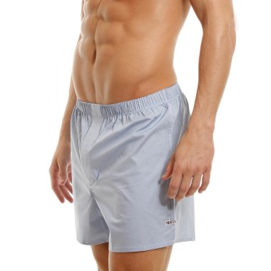 Пара мужских трусов-шортов HUSTLER - голубые и белые — Твой Каприз