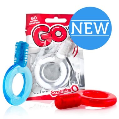 Голубое упругое кольцо на пенис с вибрацией GO — Твой Каприз