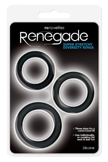 Набор эрекционных колец Renegade - Diversity Rings - Black — Твой Каприз
