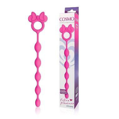 Розовая анальная цепочка с колечком бантиком COSMO — Твой Каприз