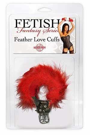 Наручники металлические Feather Love Cuffs с пухом красные — Твой Каприз