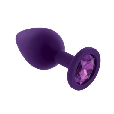 Силиконовый фиолетовый плаг украшенный стразом — Твой Каприз