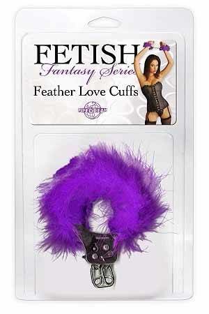 Наручники металлические Feather Love Cuffs с пухом фиолетовые — Твой Каприз