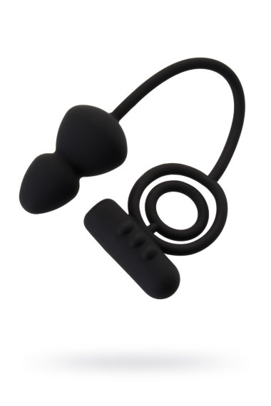 Чёрное эрекционное кольцо с вибрацией и анальным хвостом — Твой Каприз