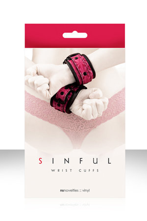 Наручники SINFUL WRIST CUFFS, соединенные цепью розовые — Твой Каприз