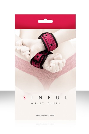 Наручники SINFUL WRIST CUFFS, соединенные цепью розовые фото 1 — Твой Каприз