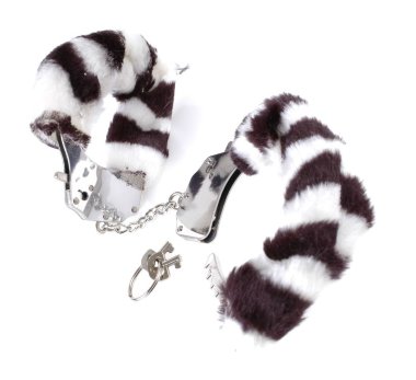 Наручники металлические Furry Love Cuffs с мехом Зебра — Твой Каприз