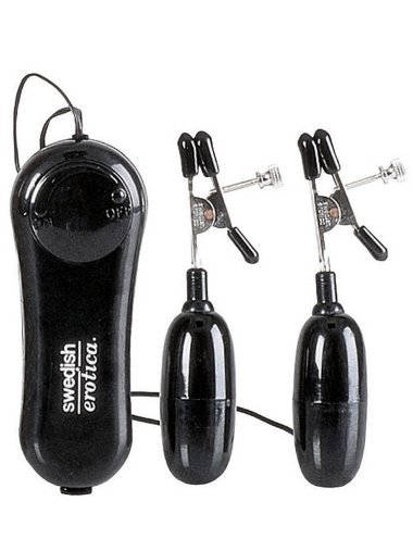 Зажимы на соски Vibrating Nipple Clamps с вибрирующими подвесками черные — Твой Каприз