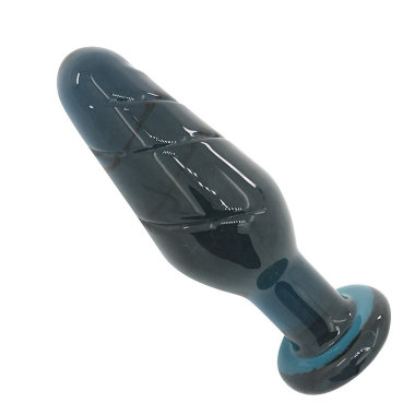 Анальная стимулирующая пробочка из стекла цвета индиго — Твой Каприз