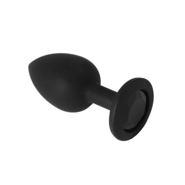 Силиконовая черная пробочка со стразой малая — Твой Каприз