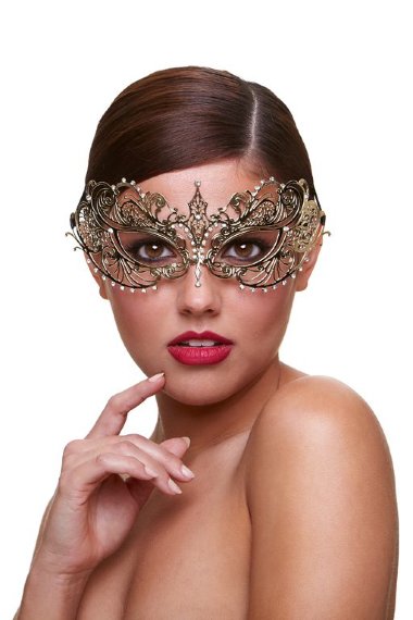 Маска со стразами Masq Harlot золотистая — Твой Каприз