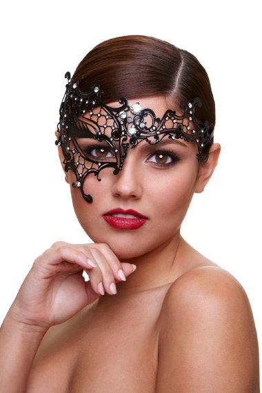 Маска со стразами Mask Seductress черная — Твой Каприз