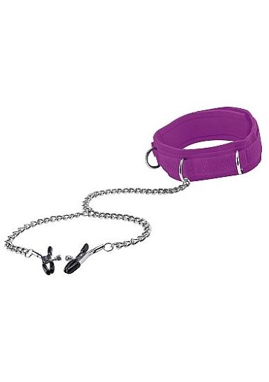 Воротник с зажимами для сосков Velcro Collar Purple OUCH — Твой Каприз