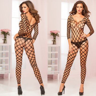 Кэтсьюит на плечиках с рукавами в крупную сетку — Твой Каприз