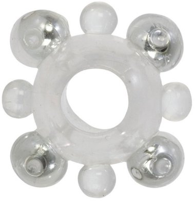 Эрекционное кольцо Basic Essentials - Enhancer Ring with Beads с бусинами прозрачное — Твой Каприз