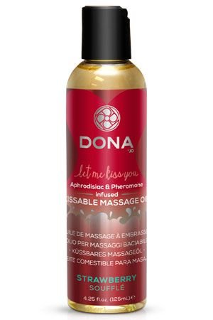 Вкусовое массажное масло DONA Kissable Massage Oil Strawberry Souffle — Твой Каприз