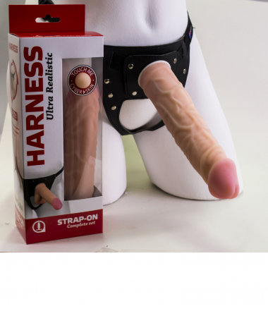Страпон Харнес в подарочной упаковке Неоскин 20 см — Твой Каприз
