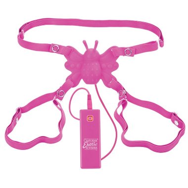 Стимулятор клитора на ремнях BUTTERFLY LOVER с вибрацией розовый — Твой Каприз